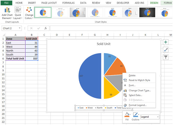 change the legend in excel for a pie chart on a mac
